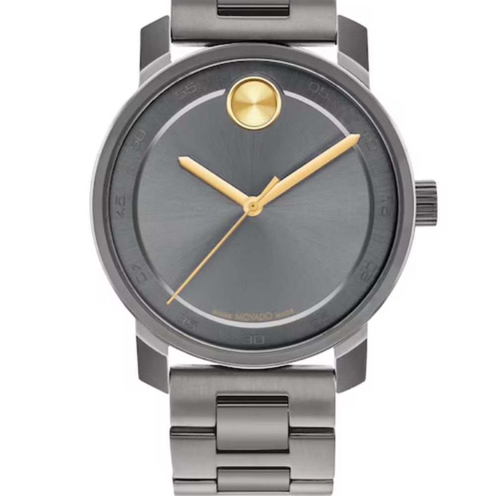 Movado Bold Access 41mm Gunmetal Gray Dial Stainless Steel Men's Wristwatch